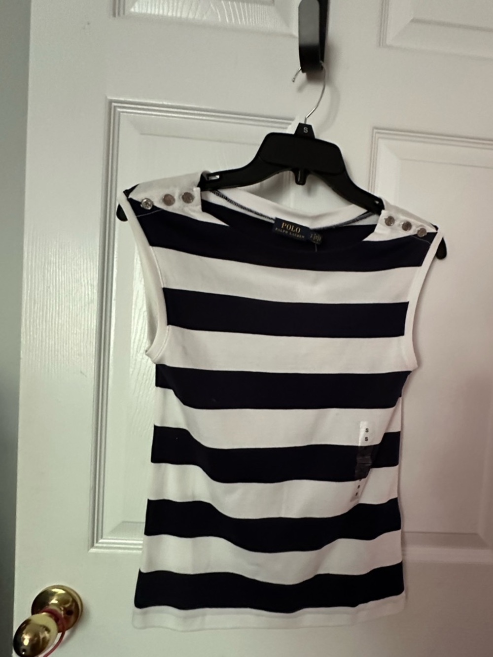 Ralph Lauren Striped Sleeveless Shell Top - Navy & White